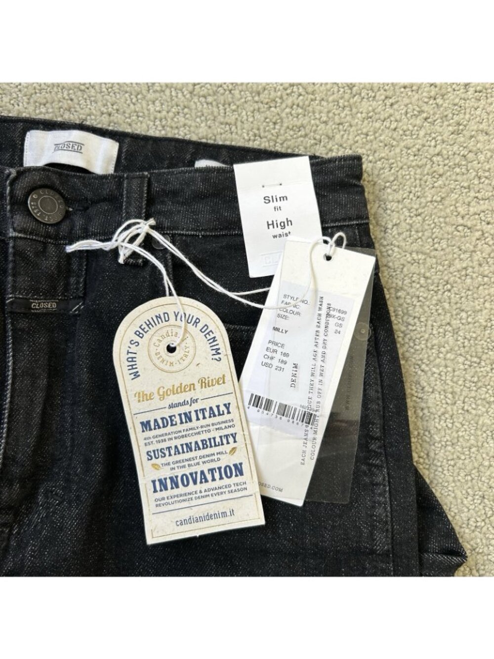 NWT CLOSED Womens Dark Wash High Waist Slim Fit Straight Leg Jeans Milly Size 24 - Picture 16 of 16